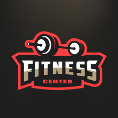 Fitness center sport logo, on a dark background.