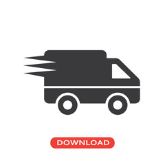 Logistics delivery truck in movement icon