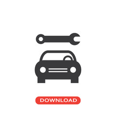 Car front and a wrench tool, mechanics icon