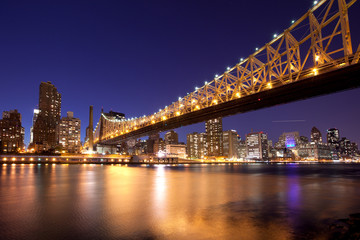 Fototapeta na wymiar Queensboro Bridge over the East River and Upper East Side, Manhattan, New York City, NY, USA