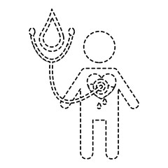 man stethoscope heart blood medical hemophilia vector illustration sticker style image