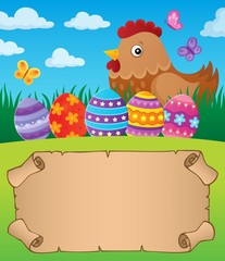 Fototapeta premium Small parchment with Easter hen 1