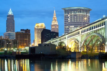 Tuinposter Downtown skyline of the city of Cleveland, Ohio © Jose Luis Stephens