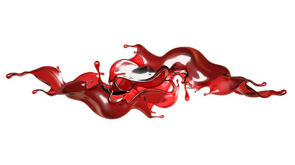 A splash of a transparent red liquid. 3d illustration, 3d rendering. © Pierell