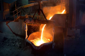Foto op Plexiglas Pouting molten copper at a Copper Mill in Chile © Jose Luis Stephens
