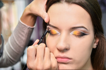 Obraz premium The girl makes up eyes in salon