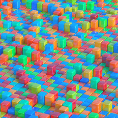 Colorful Abstract Background Texture. 3D illustration of colorful abstract shapes. Image for texture and background.