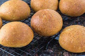 Fresh baked slider buns.