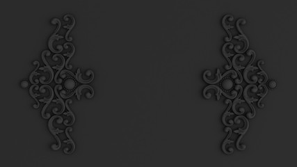 Fototapeta premium Luxury gypsum decoration element, wall concept stucco, interior architecture pattern. 3d illustration, 3d rendering.