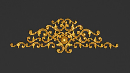 Luxury gypsum decoration element, wall concept stucco, interior architecture pattern. 3d illustration, 3d rendering.