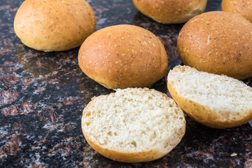 Fresh baked slider buns.