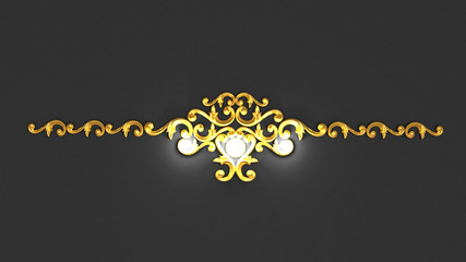 Luxury gypsum decoration element, wall concept stucco, interior architecture pattern. 3d illustration, 3d rendering.