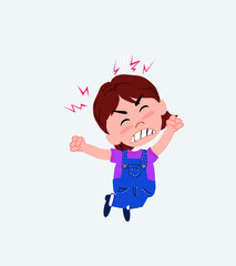 White girl jumps angry.