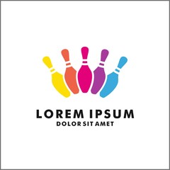 colorful pin bowling logo template