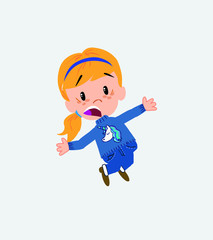 White girl jumping terrified.