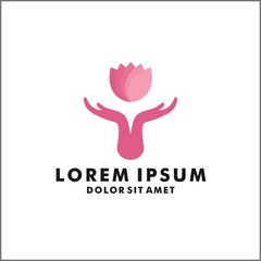 hand flower logo template