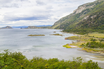 Trail, Forest and Lapataia bay,Tierra del Fuego National Park