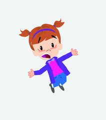 White girl jumping terrified.