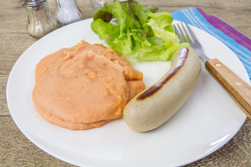 boudin blanc et purée de lentilles corail