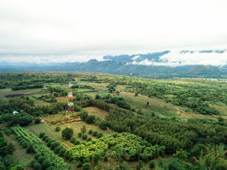 Fototapeta na wymiar LandScape, Green Fresh Nature Background of Forest Mountains and Sky, Countryside of Thailand.