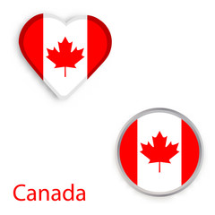 Heart and circle symbols with flag of Canada.