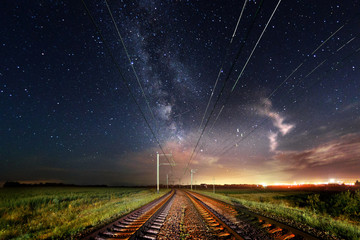 The milky way over the railway by