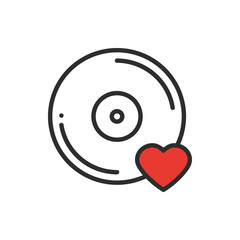 Vinyl line icon. Favorite song. Vinyl record disco dance nightlife club DJ disk party theme. Sign and symbol. Vector illustration.