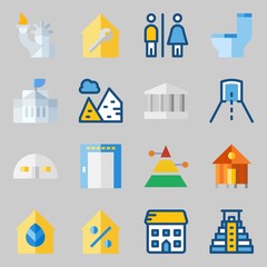 Icons set about Construction. with toilet, wc and monumental