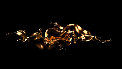 Mysterious, mystical, luxury splash of gold. 3d illustration, 3d rendering.