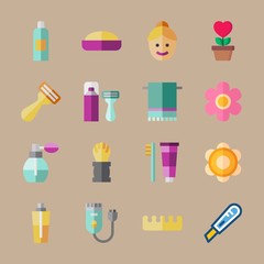 icon set about beauty with pink flower, flower and woman face