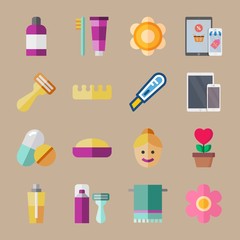 icon set about beauty with toe separator, shaving  and medicine