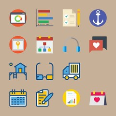 Icon set about Digital Marketing. with desk lamp, chat and agreement