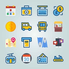Icon set about Travel. with money, medicine box and dollar-euro
