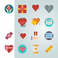 Icon set about Romance Lifestyle. with broken heart, heart balloon and cardiology