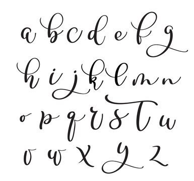 Brushpen alphabet. Modern calligraphy, handwritten letters. Vector illustration