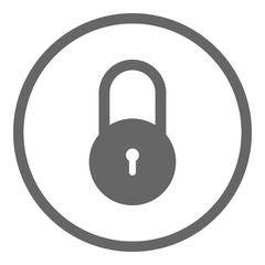 Closed padlock icon in circle. Vector.