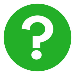Question mark (FAQ) in green circle. Vector icon.