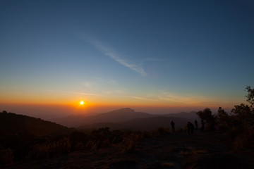 Landscape morning sunrise Doi Inthanon, in  Chiang Mai, Thailand