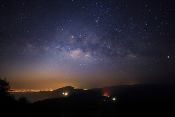 milky way galaxy at Doi inthanon Chiang mai, Thailand. Long exposure photograph. With grain