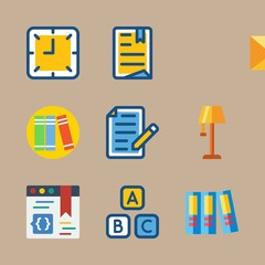 icon set about education and school with letter, mail and list