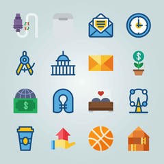 Icon set about Travel. with usb, currency and US