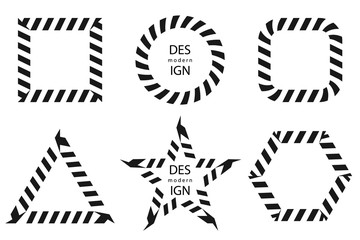 Abstract geometric frames. Creative diagonal stripes symbols. Vector modern design elements.