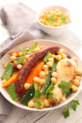 couscous, semolina with meat and vegetable