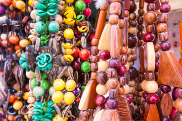 Typical Cuban souvenir: seed necklace. Popular in Cuban accounts, organic jewelry made from Caribbean seeds.