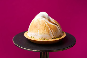 Dessert cake Citron on white plate