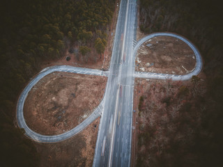 Aerial Of Winding Road