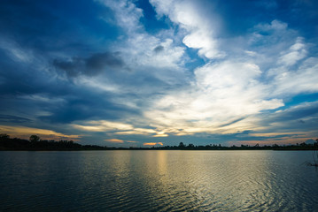 Sunset at the lake landscape