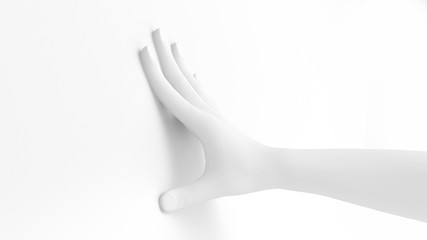 White background 3d hand gesture. 3d illustration, rendering.