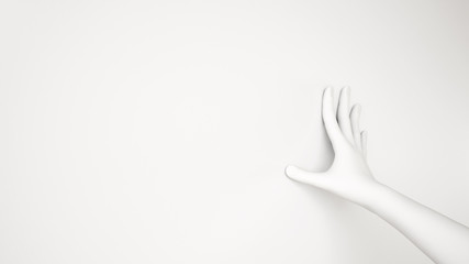 White background 3d hand gesture. 3d illustration, rendering.