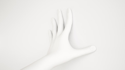White background 3d hand gesture. 3d illustration, rendering.